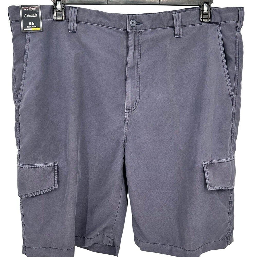NEW Roundtree & Yorke Mens 46 Tall Man‎ Straight Fit Cargo Shorts Blue